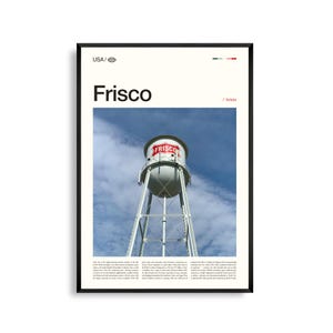 Art mural Frisco Texas, impression paysage de banlieue moderne, affiche Frisco, photographie pittoresque du nord du Texas, décoration contemporaine du sud-ouest