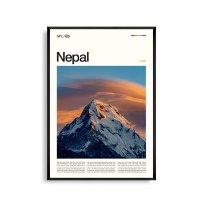 Arte mural de Nepal, impresión fotográfica de paisajes del Himalaya, póster de Nepal, decoración escénica del sur de Asia, acento de naturaleza montañosa