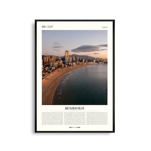 Benidorm Spanien Wand Kunst, Küsten Skyline und Strand Druck, Benidorm Poster, Malerische Costa Blanca Fotografie, Mediterran Dekor