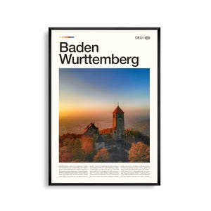 Baden Württemberg Deutschland Wandkunst, Waldlandschaft und historische Stadt Poster, Baden Württemberg Poster, Malerischer Südwesten