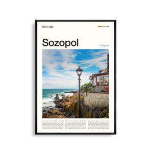 Impression Sozopol Bulgarie, art mural Sozopol, affiche Sozopol, photo Sozopol, côte de la mer Noire, vieille ville, vues sur la mer, décoration côtière