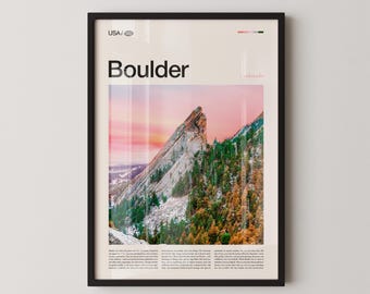 Boulder Colorado Print, Flatirons Landscape, Mountain Town Decor