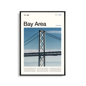 Stampa Bay Area California, Arte murale Bay Area, Poster Bay Area, Foto Bay Area, Golden Gate Bridge, Isola di Alcatraz, Muir Woods, Lombard