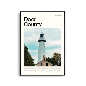Impresión del condado de Door, Wisconsin, arte mural del condado de Door, póster de paisaje costero, foto del lago Michigan, decoración natural del Medio Oeste