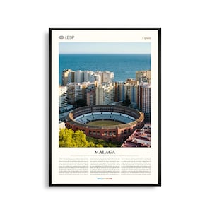 Malaga Spanien Wandkunst, Küstenstadt und Historische Architektur Poster, Malaga Poster, Andalusien Fotografie, Mediterran Dekor