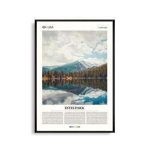 Arte mural de Estes Park, Colorado, impresión de paisaje de pueblo de montaña, póster de Estes Park, fotografía panorámica de las Montañas Rocosas, decoración de Gateway to Nature