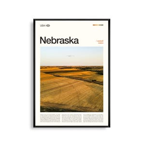 Impresión de Nebraska, arte mural de Nebraska, póster de paisaje de las Grandes Llanuras, fotografía de naturaleza de pradera, decoración de paisajes del Medio Oeste