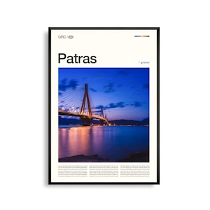 Patras Print Griechenland, Patras Wandkunst, Patras Poster, Patras Foto, Rio–Antirrio Brücke, Agios Andreas Kathedrale, Hafen Stadtansicht