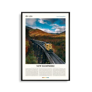Impresión de New Hampshire, arte mural de New Hampshire, póster de paisaje montañoso, fotografía de la naturaleza de Nueva Inglaterra, decoración escénica para exteriores