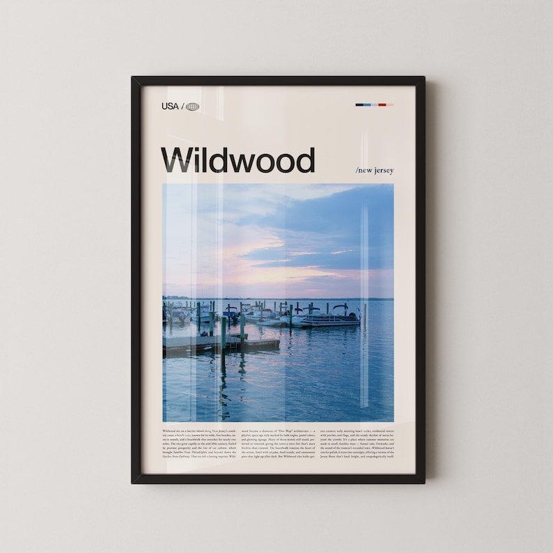 Wildwood New Jersey Photography Print, Boardwalk Beach Scene image 1