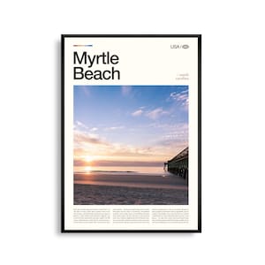 Art mural de Myrtle Beach en Caroline du Sud, impression paysage côtier, affiche de Myrtle Beach, photographie de bord de mer, décoration Grand Strand