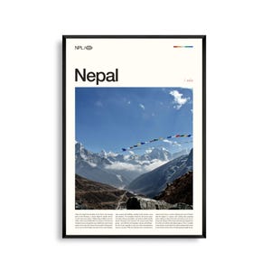 Arte mural de Nepal, impresión fotográfica de paisajes del Himalaya, póster de Nepal, decoración escénica del sur de Asia, acento de naturaleza montañosa
