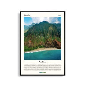 Na Pali Hawaii Wandkunst, Küstenbergdruck, Na Pali Coast Poster, Malerische Landschaftsfotografie, Kauai Naturdekor