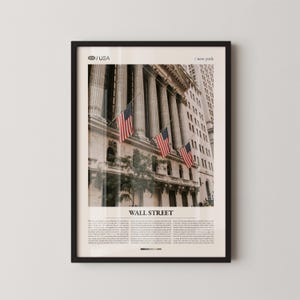 Wall Street New York Wall Art, Financial District Cityscape Print, Wall Street Poster, Scenic Lower Manhattan Photography, Iconic NYC Decor