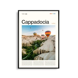 Art mural turc de Cappadoce, impression unique de paysage de formation rocheuse, affiche de Cappadoce, photographie de ballon panoramique, décoration d'Anatolie centrale