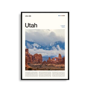 Impresión de Utah, Arte mural de Utah, Póster de Utah, Foto de paisaje de roca roja, Decoración desértica, Arte natural del suroeste, Fotografía escénica