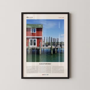 Greenport New York Wall Art, Coastal Village Landscape Print, Greenport Poster, Scenic Long Island Photography, Nautical Harbor Decor