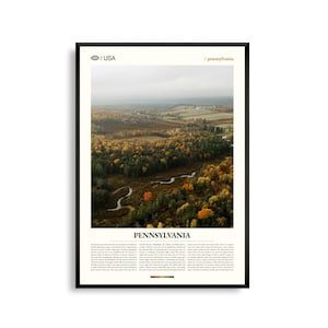 Impression de Pennsylvanie, art mural Pennsylvanie, affiche de Pennsylvanie, photo de paysage des Appalaches, déco côte est, art de la nature rustique