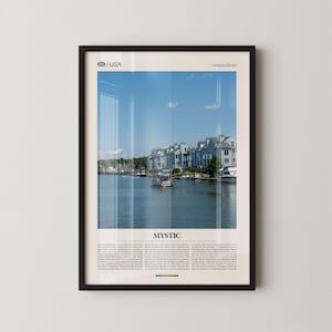 Mystic Connecticut Wall Art, Coastal Village Print, Mystic Poster, Historic Seaport Photography, New England Nautical Decor
