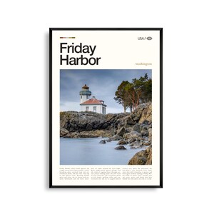 Friday Harbor Print Washington, Friday Harbor Wall Art, Friday Harbor poster, fotografiekunst, San Juan Islands decor, kusthavenscène