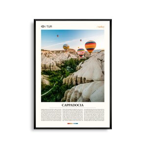 Art mural turc de Cappadoce, impression unique de paysage de formation rocheuse, affiche de Cappadoce, photographie de ballon panoramique, décoration d'Anatolie centrale