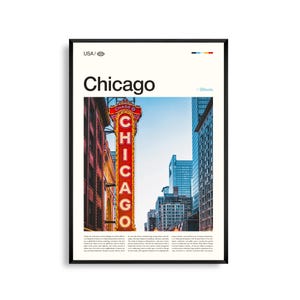 Chicago Druck illustrierte Chicago Wandkunst, Chicago Poster, Stadtbild Foto, Lake Lake MI Dekor, Urban Skyline Fotografie