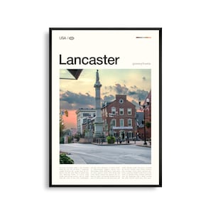 Stampa di Lancaster, Pennsylvania, Arte murale di Lancaster, Poster di Lancaster, Foto di Lancaster, Decorazioni Amish, Arte di città storiche, Paesaggio agricolo