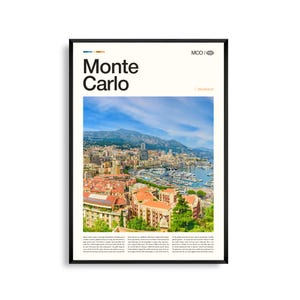 Art mural de Monte Carlo Monaco, impression photographie paysage urbain méditerranéen, affiche de Monte Carlo, décor côtier pittoresque, oeuvre d'art de voyage européen