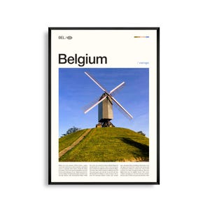 Arte mural belga, impresión de paisajes urbanos y rurales europeos, póster belga, fotografía de arquitectura y paisajes escénicos, Europa Occidental
