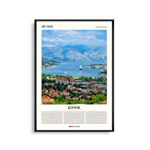 Kotor Kroatien Wandkunst, Adriatische Bucht Stadtbild Fotografie Druck, Kotor Poster, Malerische Küstendekoration, Historische Europäische Reise