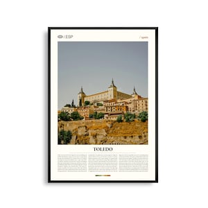 Toledo Spanien Wandkunst, Historischer Hügel Stadtbild Druck, Toledo Poster, Malerische Castile-La Mancha Fotografie, Mittelalterliches Spanien Dekor