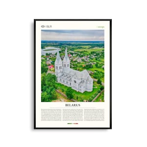 Arte mural de Bielorrusia, impresión de paisajes urbanos de Europa del Este, póster de Bielorrusia, fotografía de paisajes rurales y arquitectura histórica.