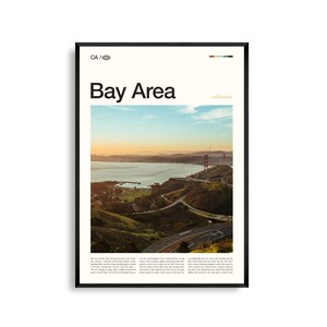 Stampa Bay Area California, Arte murale Bay Area, Poster Bay Area, Foto Bay Area, Golden Gate Bridge, Isola di Alcatraz, Muir Woods, Lombard