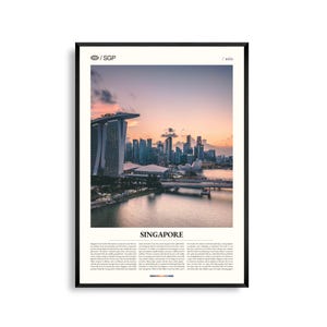 Singapur Wandkunst, Moderne Skyline und Marina Bay Druck, Singapur Poster, Szenische Stadtansicht Fotografie, Südost Asien Dekor