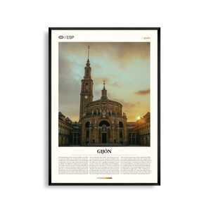 Art mural Gijón Espagne, impression paysage urbain côtier, affiche Gijón, photographie pittoresque des Asturies, décor océan du nord de l'Espagne