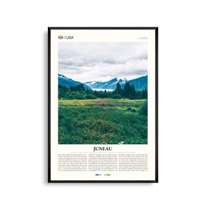 Impression Juneau Alaska, art mural Juneau, affiche Juneau, photo Juneau, décor de paysage glaciaire, scène de montagne côtière, art sauvage de l'Alaska