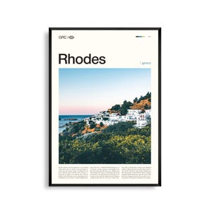 Rhodes Print Greece, Rhodes Wall Art, Rhodes Poster, Rhodes Photo, Medieval Old Town, Aegean Sea, Lindos, Island Landscape Decor