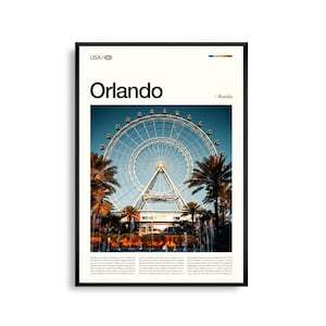 Arte mural de Orlando, Florida, impresión de paisaje urbano y naturaleza, póster de Orlando, fotografía panorámica de Florida Central, decoración del Estado del Sol