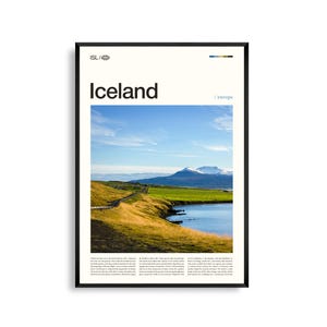 Arte mural de Islandia, majestuoso paisaje nórdico y aurora boreal, póster de Islandia, fotografía escénica, decoración inspirada en la naturaleza