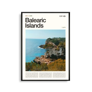Arte mural de las Islas Baleares, España, impresión fotográfica de paisaje costero, póster de las Islas Baleares, decoración mediterránea escénica