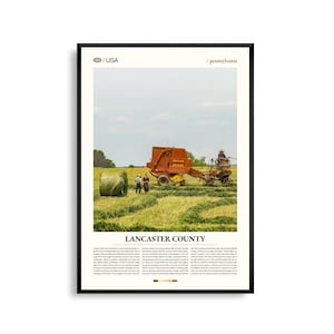Arte murale della contea di Lancaster, Pennsylvania, stampa di paesaggi pastorali, poster della contea di Lancaster, fotografia di paesaggi agricoli, decorazioni Amish
