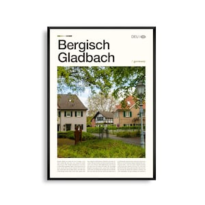 Bergisch Gladbach Deutschland Wand Kunst, Bewaldete Hügel und Stadtbild Druck, Bergisch Gladbach Poster Rheinland Fotografie