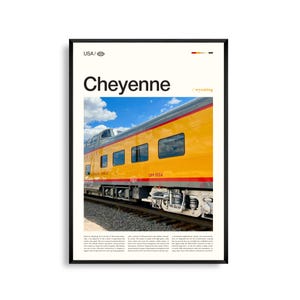 Impression Cheyenne Wyoming, oeuvre d'art murale Cheyenne, affiche Cheyenne, photo de la ville de l'Ouest, décoration paysage des hautes plaines, style frontière