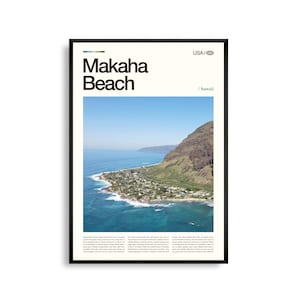Art mural Makaha Beach Hawaii, impression côtière tropicale, affiche de Makaha Beach, photographie pittoresque d'Oahu, décoration paradisiaque hawaïenne