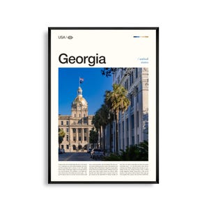 Arte mural de Georgia, impresión de paisaje sureño, póster de Georgia, fotografía de naturaleza y ciudad, decoración del sur profundo