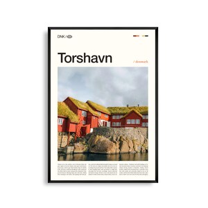 Torshavn Print Färöer-Inseln, Tórshavn Wandkunst, Tórshavn Poster, Tórshavn Foto, Hafenblick, Bunte Häuser, Nordische Insel Dekoration