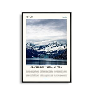 Stampa del Parco Nazionale di Glacier Bay, Alaska, Arte murale di Glacier Bay, Poster di Glacier Bay, Foto di Glacier Bay, Ghiacciai Tidewater, Natura selvaggia