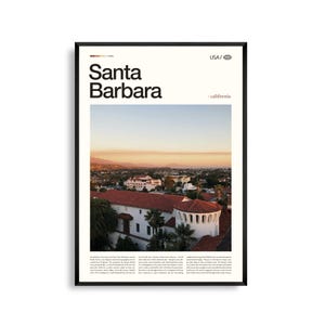 Santa Barbara Druck Kalifornien, Santa Barbara Wandkunst, Santa Barbara Poster, Santa Barbara Foto, Stearns Wharf, Mission Santa Barbara