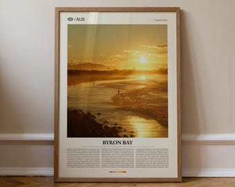 Byron Bay Print, Byron Bay Wall Art, Byron Bay Poster, Byron Bay Photography, Australian Coastal Town, Surf Beach Decor