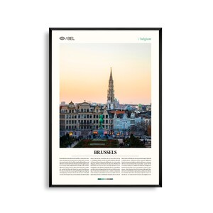 Arte mural de Bruselas, Bélgica, impresión de paisaje urbano histórico y moderno, póster de Bruselas, fotografía panorámica de la capital europea, decoración urbana